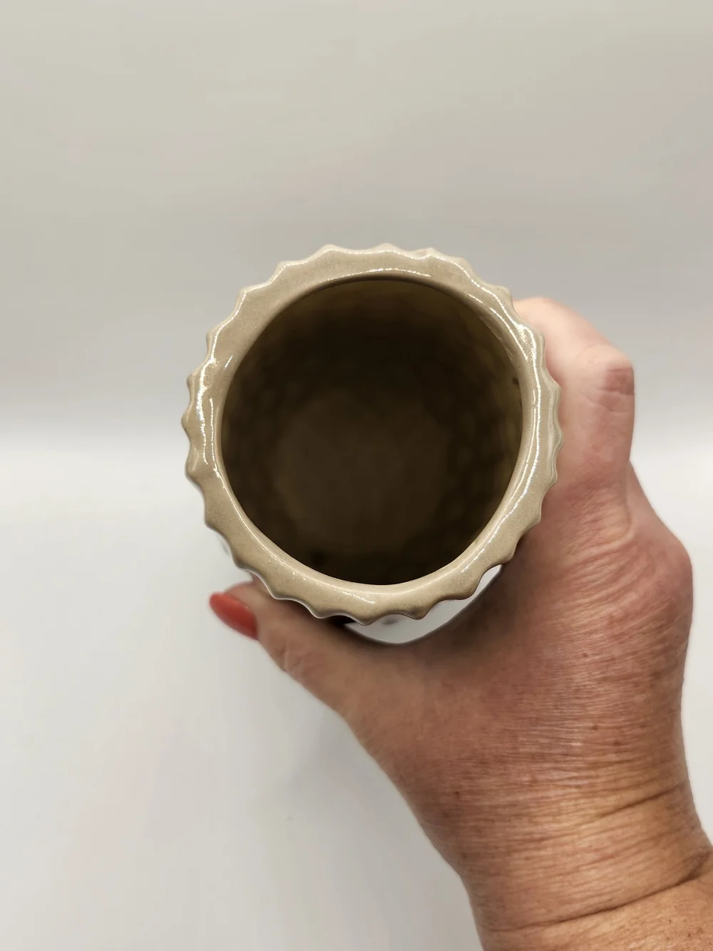 Neutral Colored West Elm Diamond Print Ceramic Stoneware Vase/6 Inch High